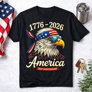 America 250th Anniversary 1776-2026 Cool Eagle Graphic Tee | Patriotic USA Shirt